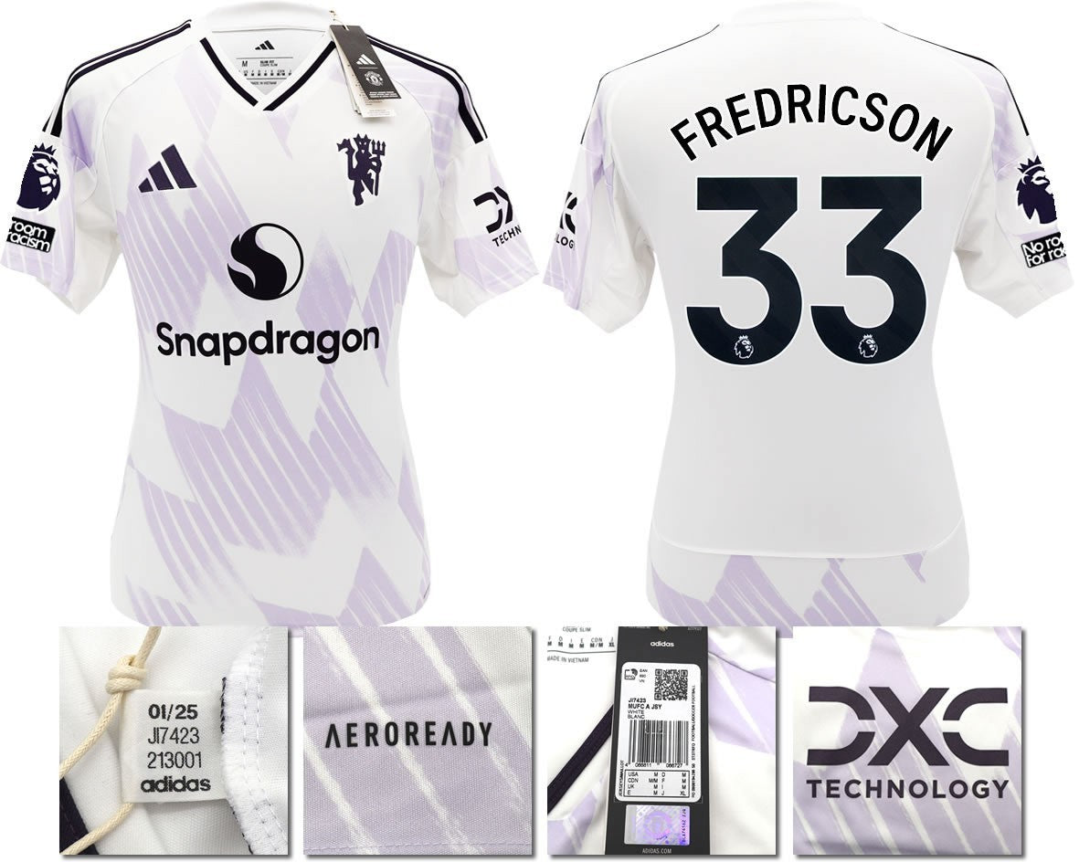 BNWT 25 26 MANCHESTER UNITED ADIDAS AWAY SHIRT FREDRICSON 33 + PATCHES
