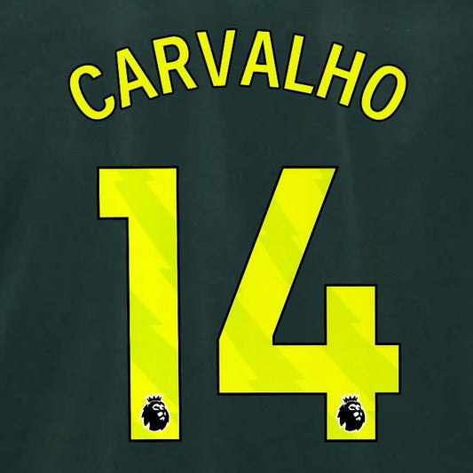 2024 2025 BRENTFORD CARVALHO 14 OFFICIAL YELLOW 3RD PLAYER SIZE NAMESET