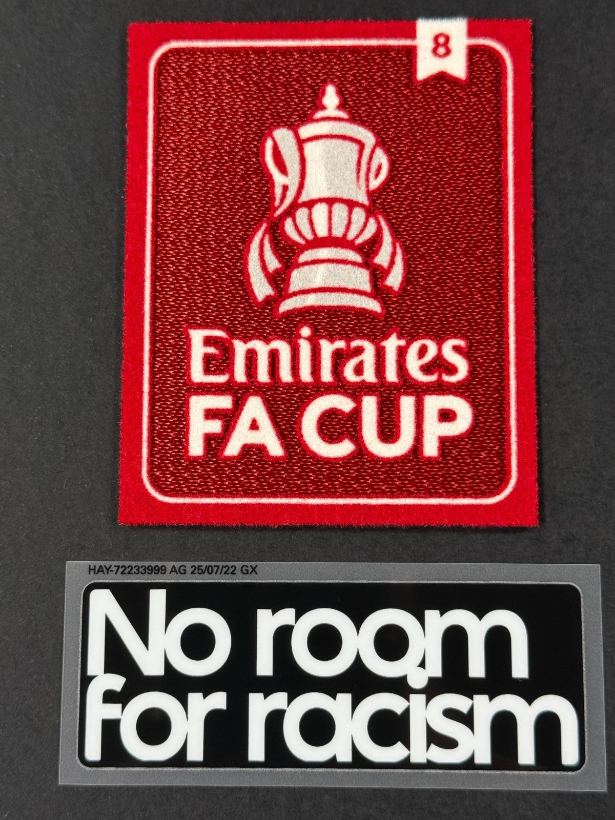 2025 OFFICIAL SPORTING ID EMIRATES FA CUP LIVERPOOL 8X WINNERS + NRFR PATCH SET