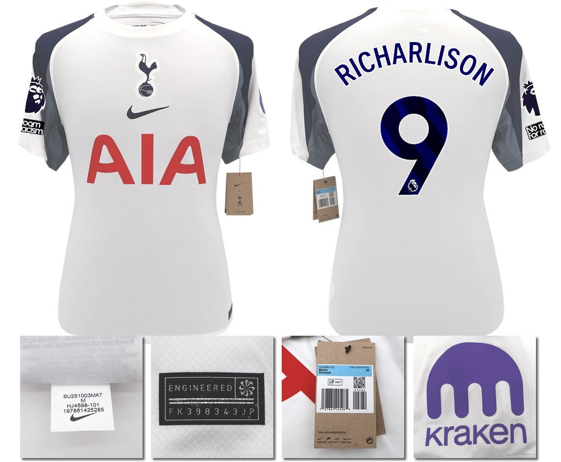 BNWT 2025 2026 TOTTENHAM NIKE HOME RICHARLISON 9 FOOTBALL SHIRT MEN'S