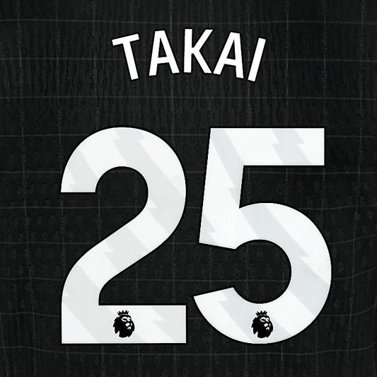 2025 2026 TOTTENHAM TAKAI 25 WHITE AWAY PLAYER SIZE NAME SET