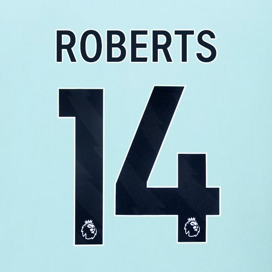 2025 2026 BURNLEY ROBERTS 14 OFFICIAL BLACK AWAY PLAYER SIZE NAMESET