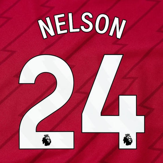 ARSENAL 2023/24 NELSON 24 OFFICIAL AVERY DENNISON WHITE PLAYER SIZE NAME SET