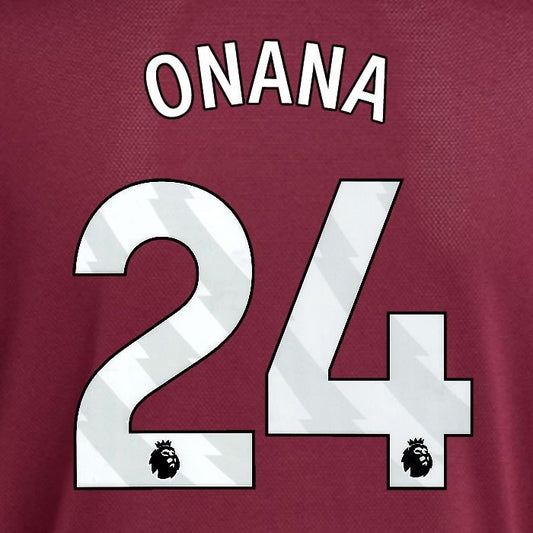 2025 2026 ASTON VILLA ONANA 24 OFFICIAL WHITE HOME PLAYER SIZE NAMESET