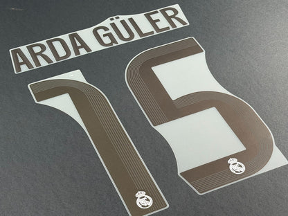 2025 2026 REAL MADRID ARDA GULER 15 OFFICIAL HOME PLAYER SIZE NAME SET