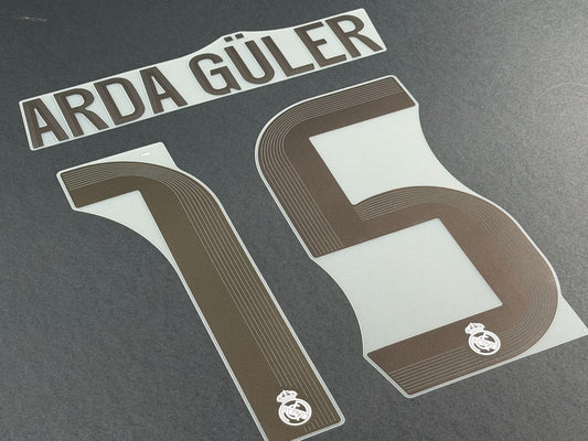 2025 2026 REAL MADRID ARDA GULER 15 OFFICIAL HOME PLAYER SIZE NAME SET