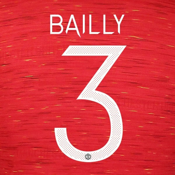 MANCHESTER UNITED 2020-2021 BAILLY 3 OFFICIAL UCL PLAYER SIZE NAME SET