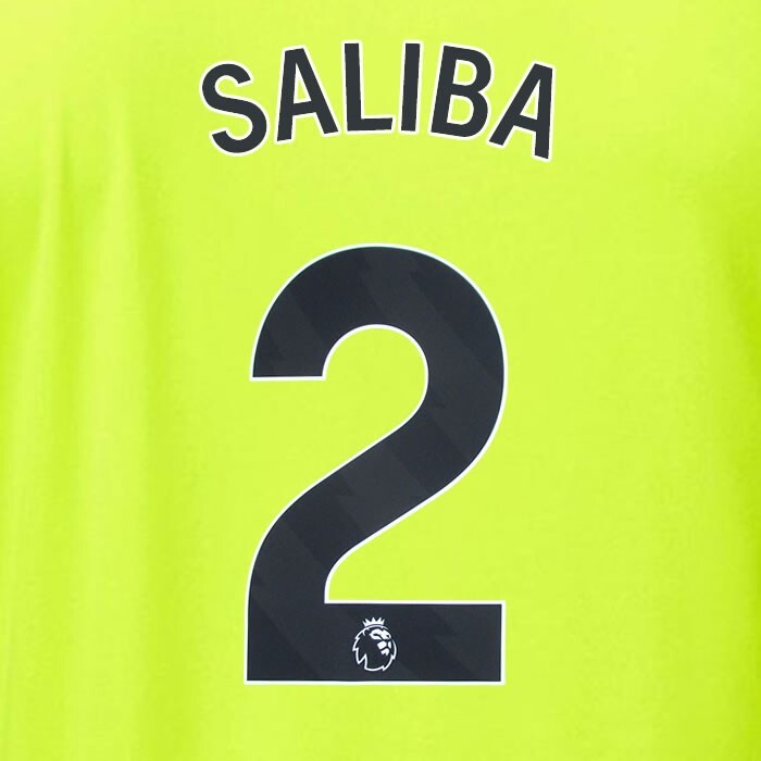 ARSENAL 2023/24 SALIBA 2 OFFICIAL AVERY DENNISON BLACK PLAYER SIZE NAME SET