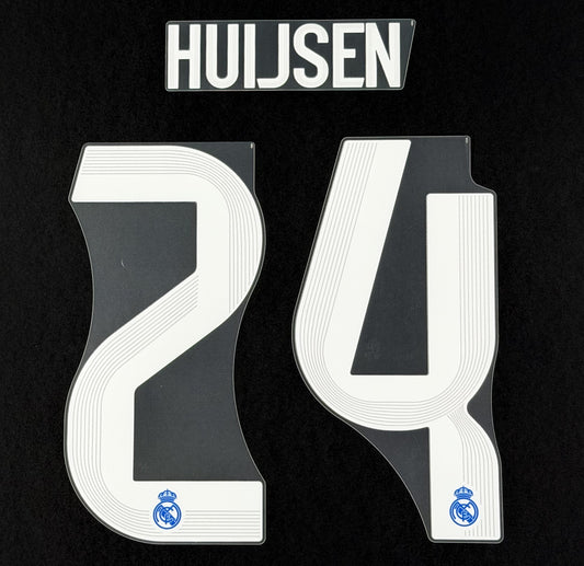 2025 2026 REAL MADRID HUIJSEN 24 OFFICIAL 3RD KIDS SIZE NAMESET