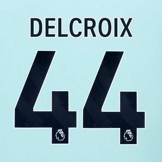 2025 2026 BURNLEY DELCROIX 44 OFFICIAL BLACK AWAY PLAYER SIZE NAMESET