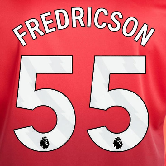 2024 2025 MANCHESTER UNITED FREDRICSON 55 HOME WHITE PLAYER SIZE NAMESET