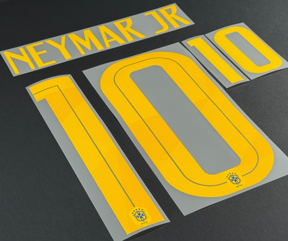 BRAZIL 2018 WORLD CUP OFFICIAL NEYMAR JR 10 AWAY PLAYER SIZE NAMESET 255MM
