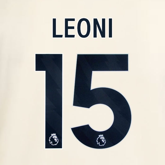2025 2026 OFFICIAL LIVERPOOL LEONI 15 BLACK AWAY PLAYER SIZE NAMESET