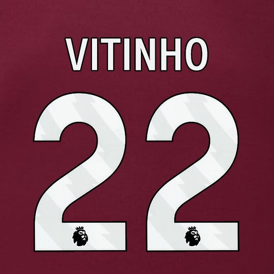2023 2024 BURNLEY VITINHO 22 OFFICIAL WHITE HOME PLAYER SIZE NAMESET