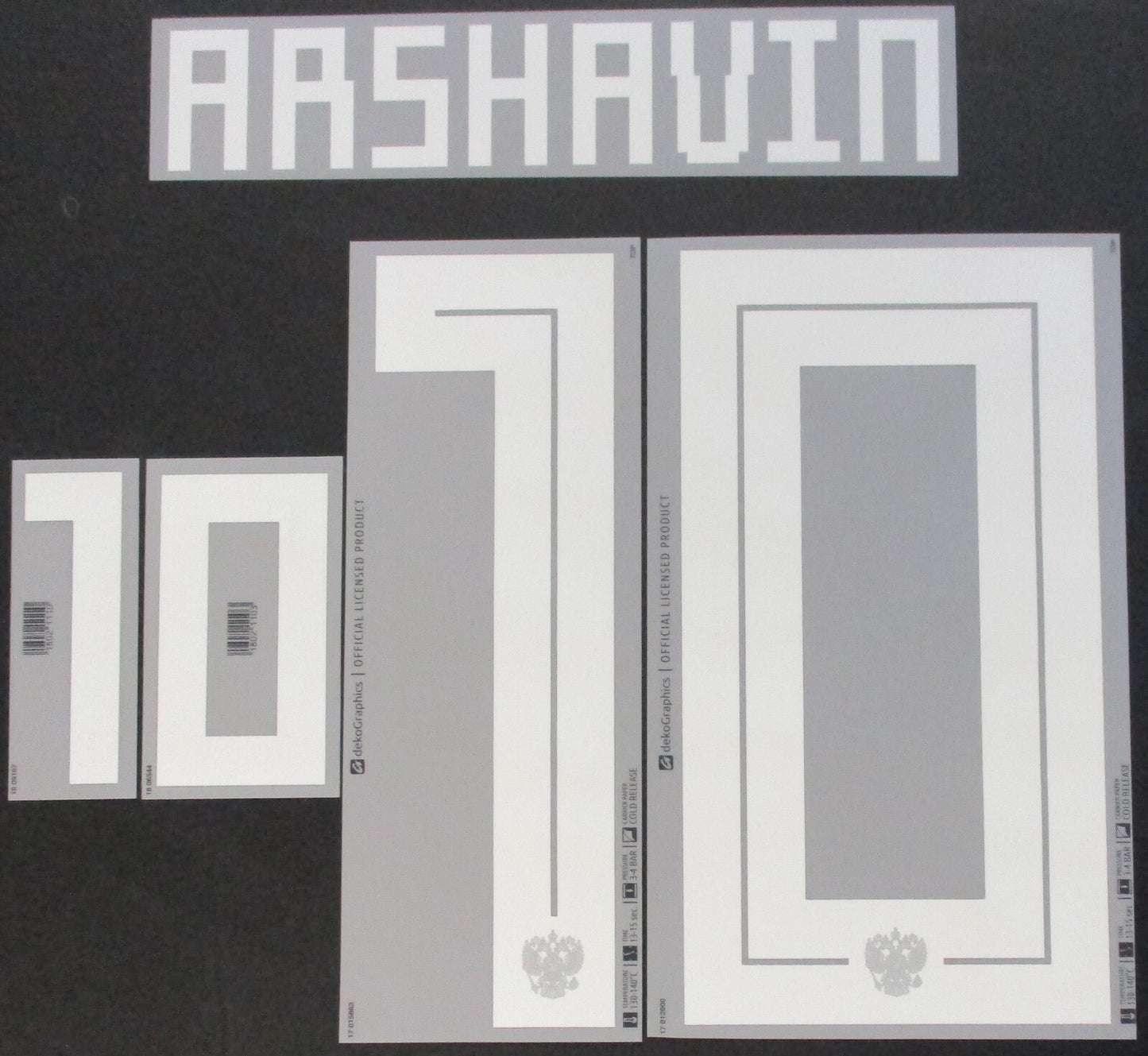 RUSSIA 2018 2019 OFFICIAL ARSHAVIN 10 WHITE PLAYER SIZE NAMESET 260MM