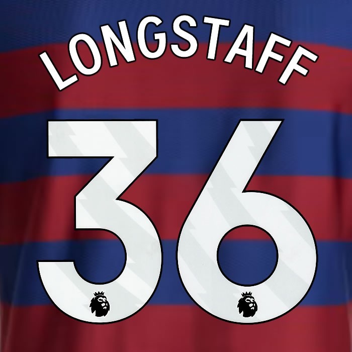 2024 2025 NEWCASTLE LONGSTAFF 36 OFFICIAL WHITE AWAY PLAYER SIZE NAME SET