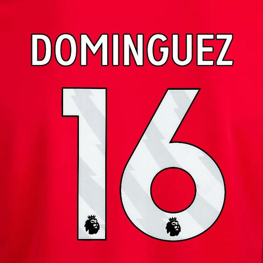 2024 2025 OFFICIAL NOTTINGHAM DOMINGUEZ 16 WHITE HOME PLAYER SIZE NAMESET