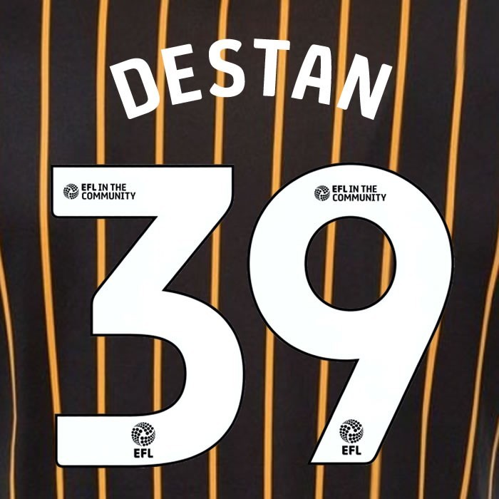 25 26 HULL CITY DESTAN 39 OFFICIAL WHITE HOME PLAYER SIZE NAME SET 230MM