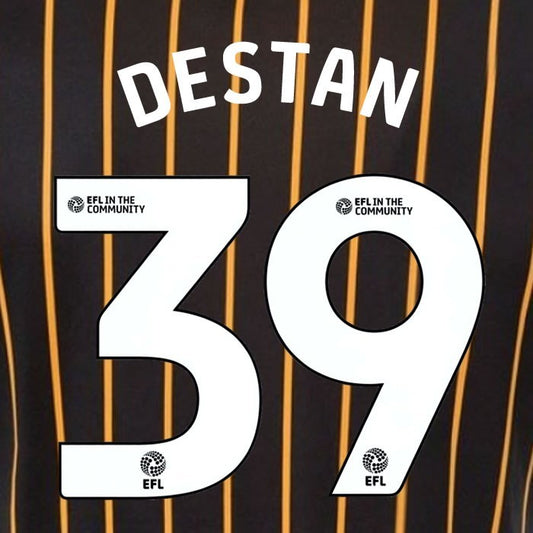 25 26 HULL CITY DESTAN 39 OFFICIAL WHITE HOME PLAYER SIZE NAME SET 230MM