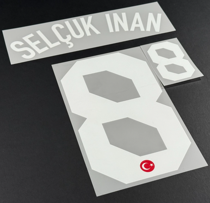 TURKEY 2020-2021 OFFICIAL SELCUK INAN 8 HOME WHITE PLAYER SIZE NAME SET