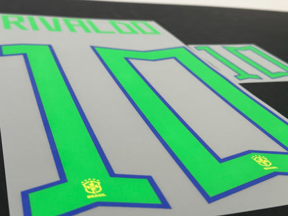 BRAZIL 2022 2023 OFFICIAL RIVALDO 10 HOME PLAYER SIZE NAMESET