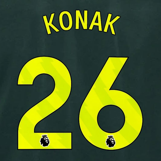 2024 2025 BRENTFORD KONAK 26 OFFICIAL YELLOW 3RD PLAYER SIZE NAMESET