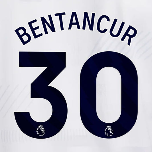 TOTTENHAM 2023/2024 BENTANCUR 30 AVERY DENNISON BLUE PLAYER SIZE NAME SET