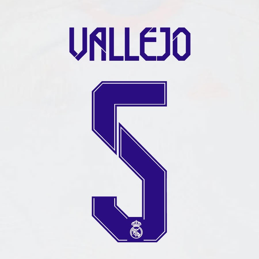 21 22 AVERY DENNISON REAL MADRID VALLEJO 5 HOME PLAYER SIZE NAMESET