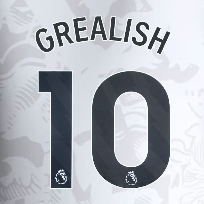 2023 2024 ASTON VILLA GREALISH 10 OFFICIAL BLACK AWAY PLAYER SIZE NAMESET