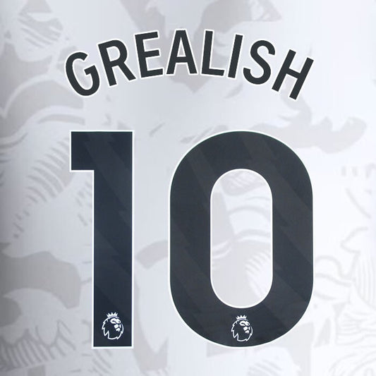 2023 2024 ASTON VILLA GREALISH 10 OFFICIAL BLACK AWAY PLAYER SIZE NAMESET