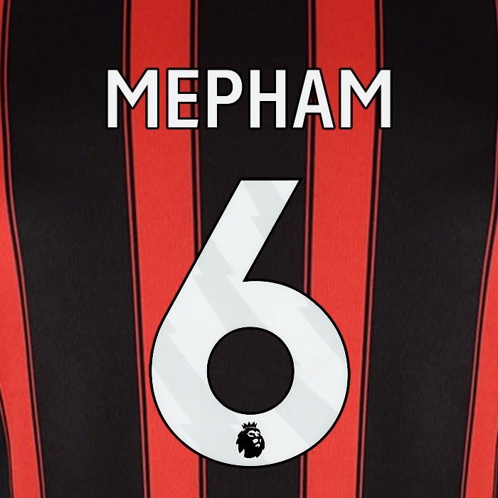 2023 2024 BOURNEMOUTH MEPHAM 6 WHITE HOME PLAYER SIZE NAME SET