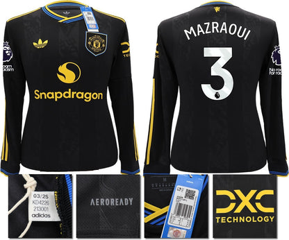BNWT 2025 2026 MANCHESTER UNITED ADIDAS 3RD SHIRT LS MAZRAOUI 3 + PATCHES
