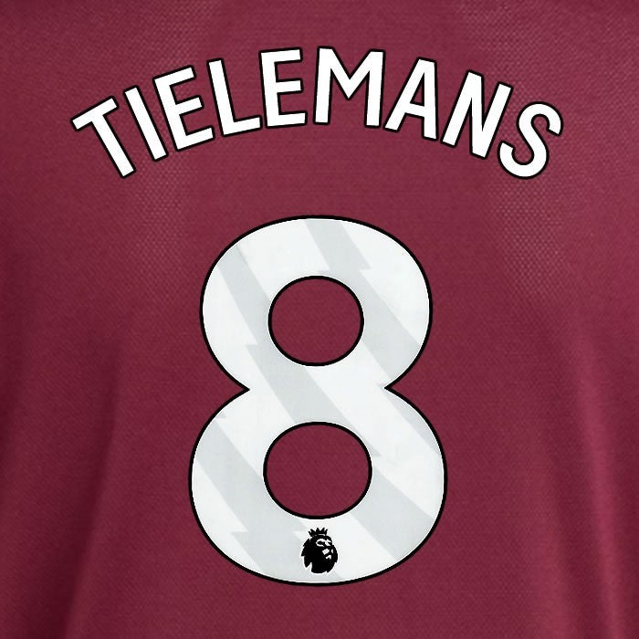 2025 2026 ASTON VILLA TIELEMANS 8 OFFICIAL WHITE HOME PLAYER SIZE NAMESET