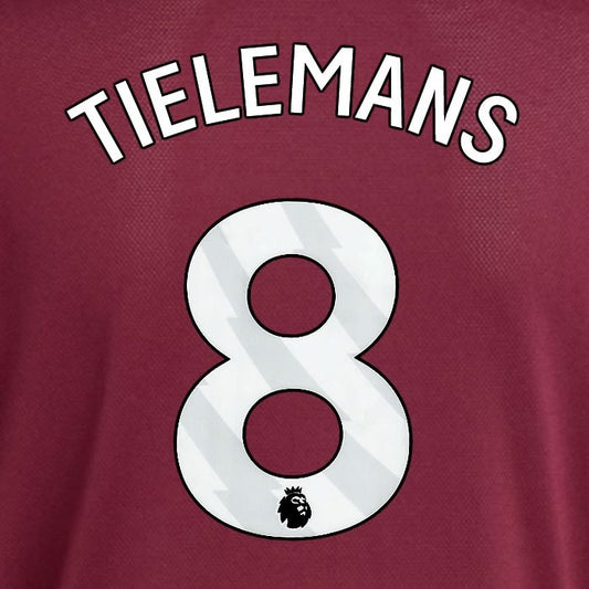 2025 2026 ASTON VILLA TIELEMANS 8 OFFICIAL WHITE HOME PLAYER SIZE NAMESET