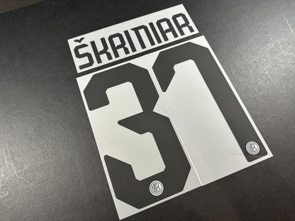 INTER MILAN 2019 2020 SKRINIAR 37 OFFICIAL AWAY BLACK PLAYER SIZE NAMESET
