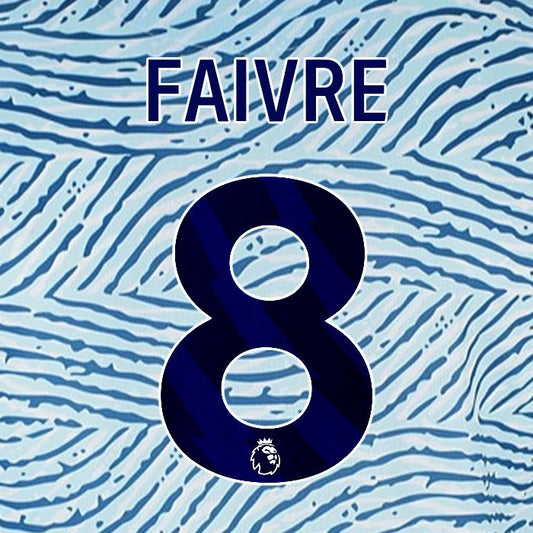 2023 2024 BOURNEMOUTH FAIVRE 8 BLUE AWAY PLAYER SIZE NAME SET