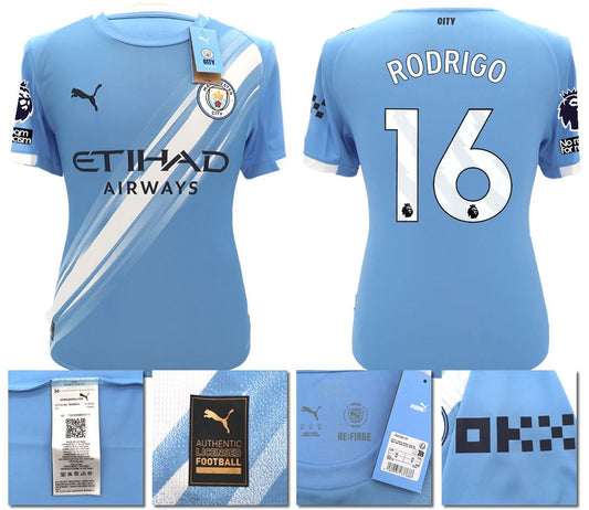 BNWT 25 26 MAN CITY PUMA HOME RODRIGO 16 + PATCHES FOOTBALL SHIRT