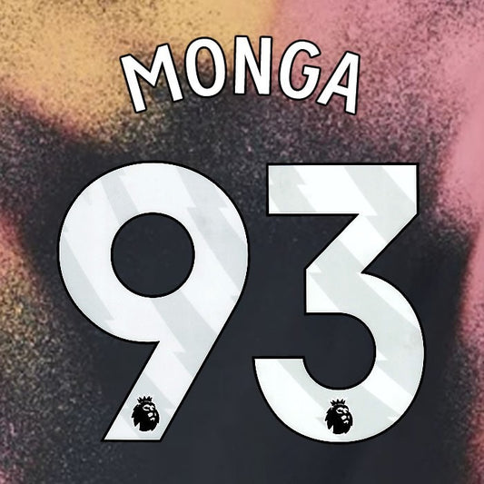 2024 2025 OFFICIAL LEICESTER CITY MONGA 93 WHITE AWAY PLAYER SIZE NAME SET