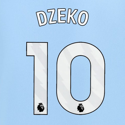 2023 2024 MAN CITY DZEKO 10 WHITE HOME PLAYER SIZE NAME SET