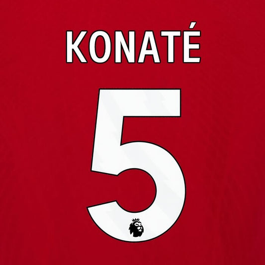 2023 2024 OFFICIAL LIVERPOOL KONATE 5 WHITE HOME PLAYER SIZE NAMESET