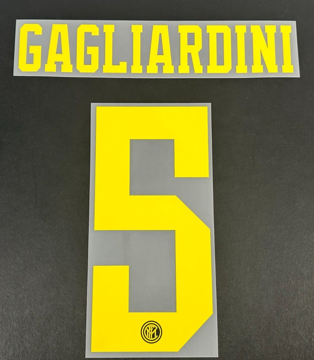 INTER MILAN THIRD 2019 - 2020 OFFICIAL GAGLIARDINI 5 PLAYER SIZE NAMESET