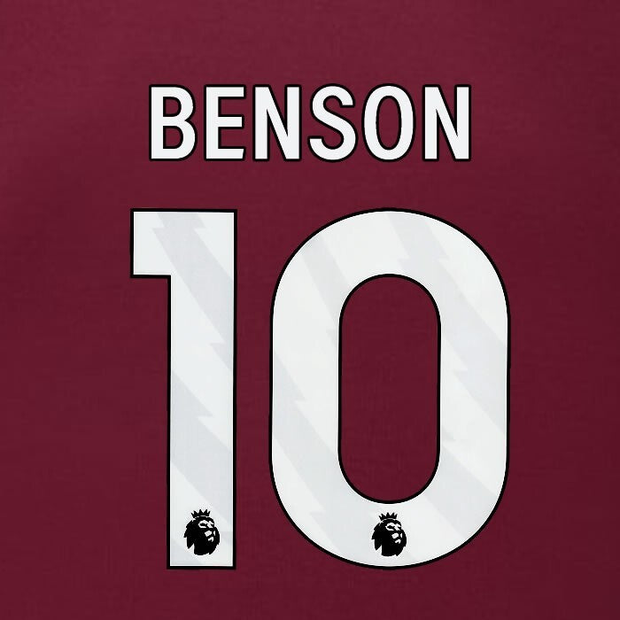 2023 2024 BURNLEY BENSON 10 OFFICIAL WHITE HOME PLAYER SIZE NAMESET