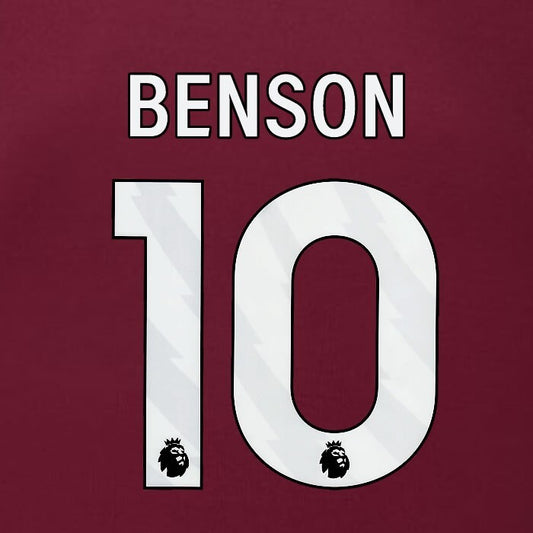 2023 2024 BURNLEY BENSON 10 OFFICIAL WHITE HOME PLAYER SIZE NAMESET