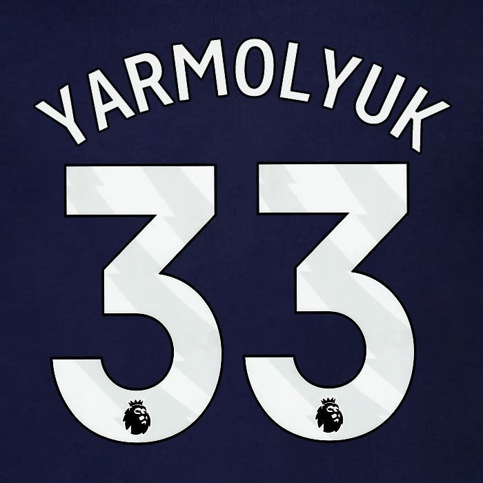 2023 2024 BRENTFORD YARMOLYUK 33 OFFICIAL WHITE 3rd PLAYER SIZE NAMESET