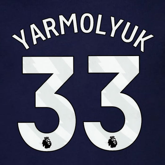 2023 2024 BRENTFORD YARMOLYUK 33 OFFICIAL WHITE 3rd PLAYER SIZE NAMESET