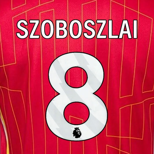 2024 2025 OFFICIAL LIVERPOOL SZOBOSZLAI 8 WHITE HOME PLAYER SIZE NAMESET