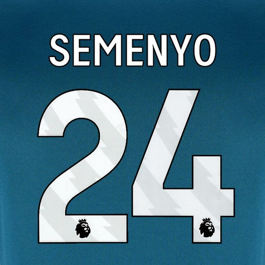 2024 2025 BOURNEMOUTH SEMENYO 24 WHITE 3RD PLAYER SIZE NAME SET