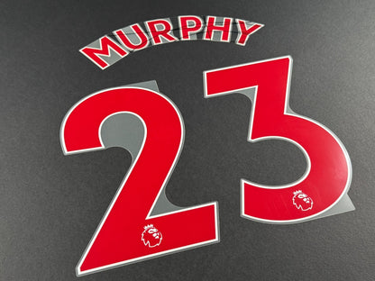 NEWCASTLE 2022-23 MURPHY 23 OFFICIAL AVERY DENNISON RED PLAYER SIZE NAME SET