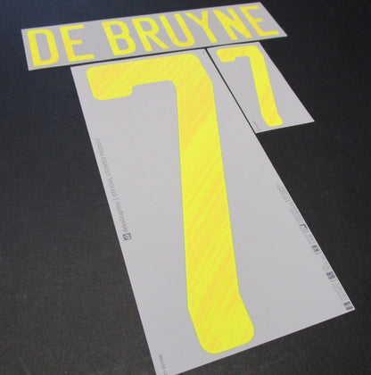 BELGIUM 2020 2021 OFFICIAL DE BRUYNE 7 HOME YELLOW PLAYER SIZE NAMESET