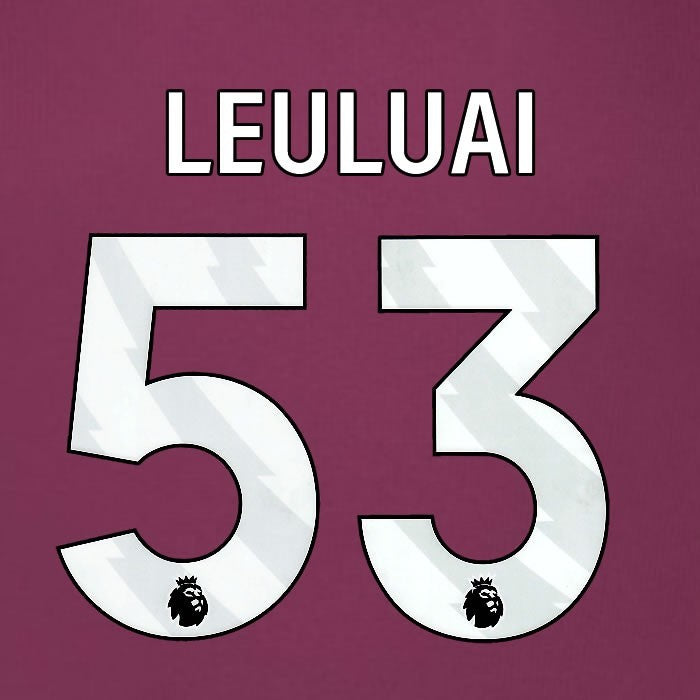 2025 2026 BURNLEY LEULUAI 53 OFFICIAL WHITE HOME PLAYER SIZE NAMESET